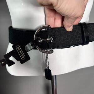 Coach belt women's small all over logo fabric NWT black harness‎